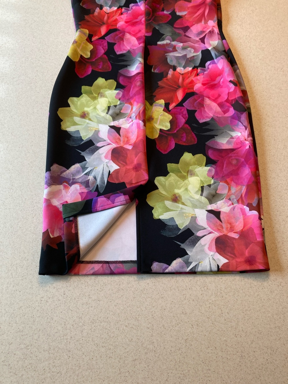 Worthington Black Midi Dress with Pink Red Yellow Floral Print Women Sz 8 - Picture 7 of 13